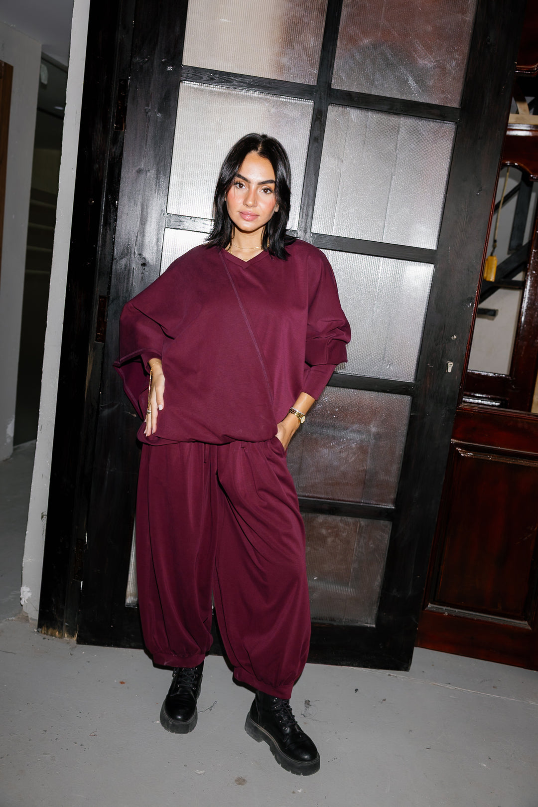 Gather Top - Burgundy