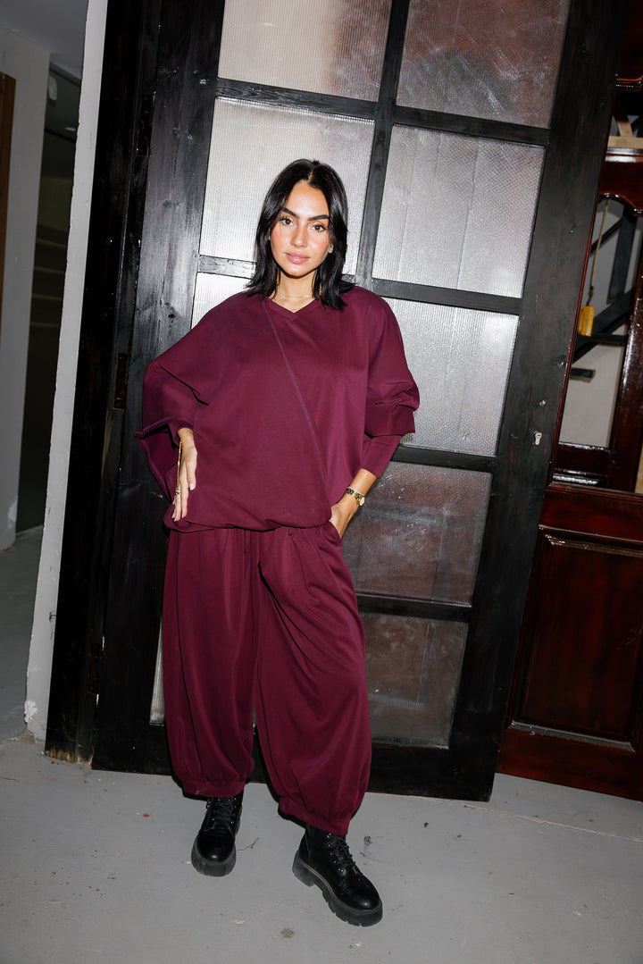 Gather Top - Burgundy