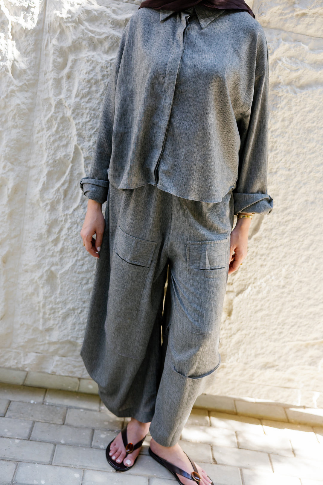 Breeze Balloon Linen Pants - Grey