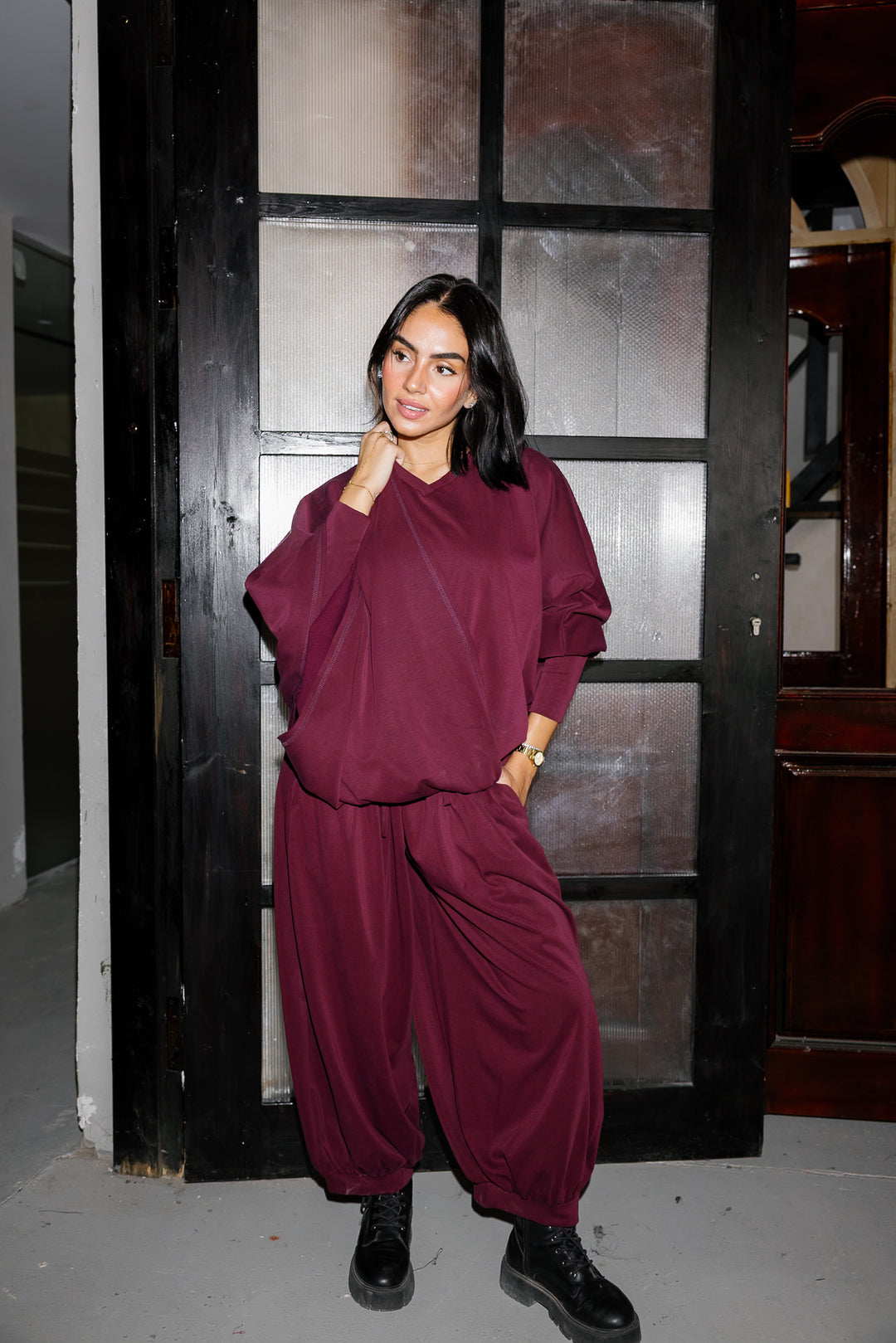 Gather Top - Burgundy