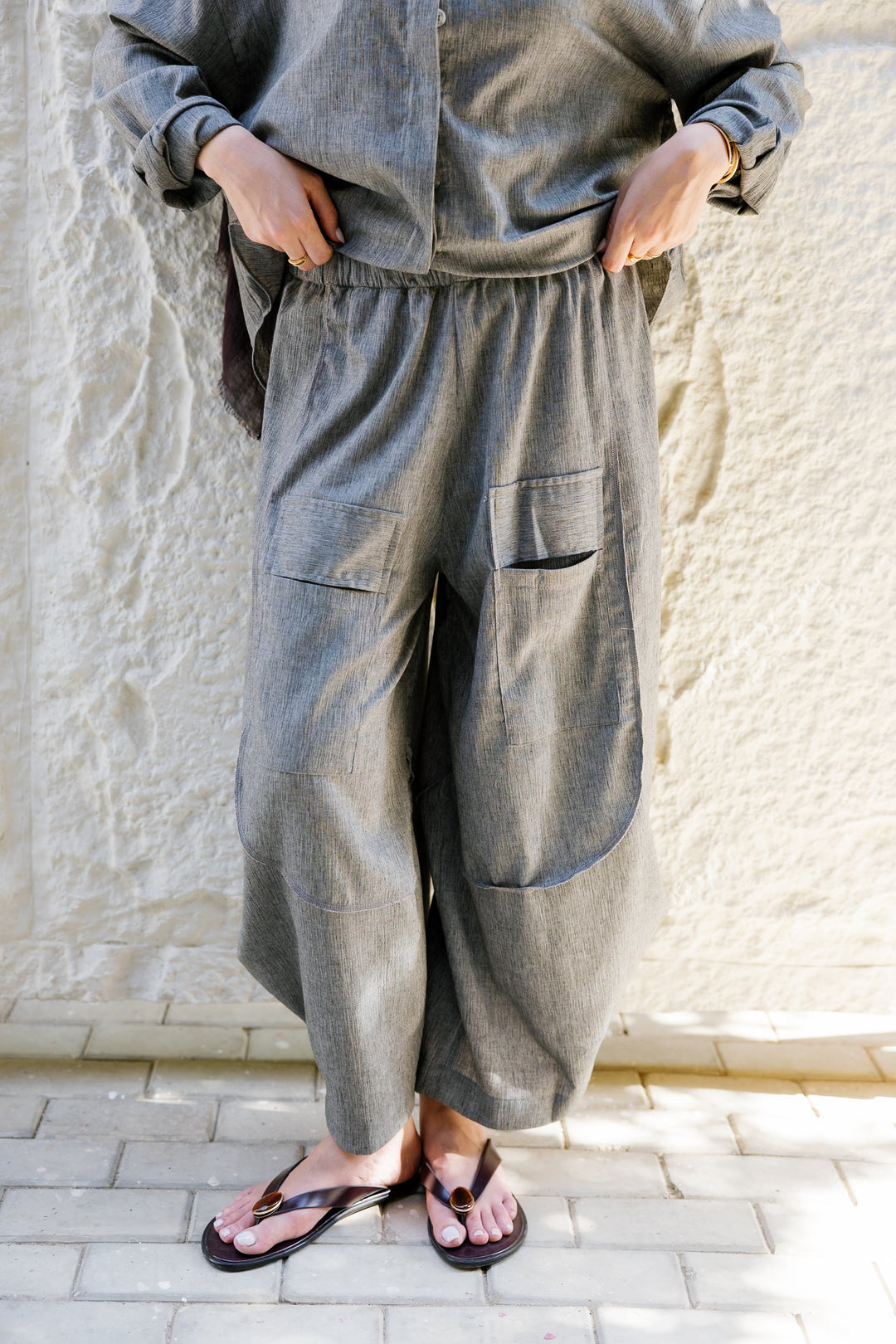 Breeze Balloon Linen Pants - Grey