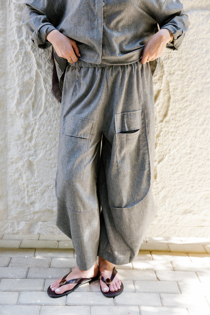 Breeze Balloon Linen Pants - Grey