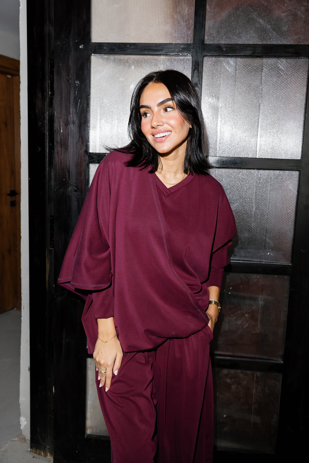 Gather Top - Burgundy