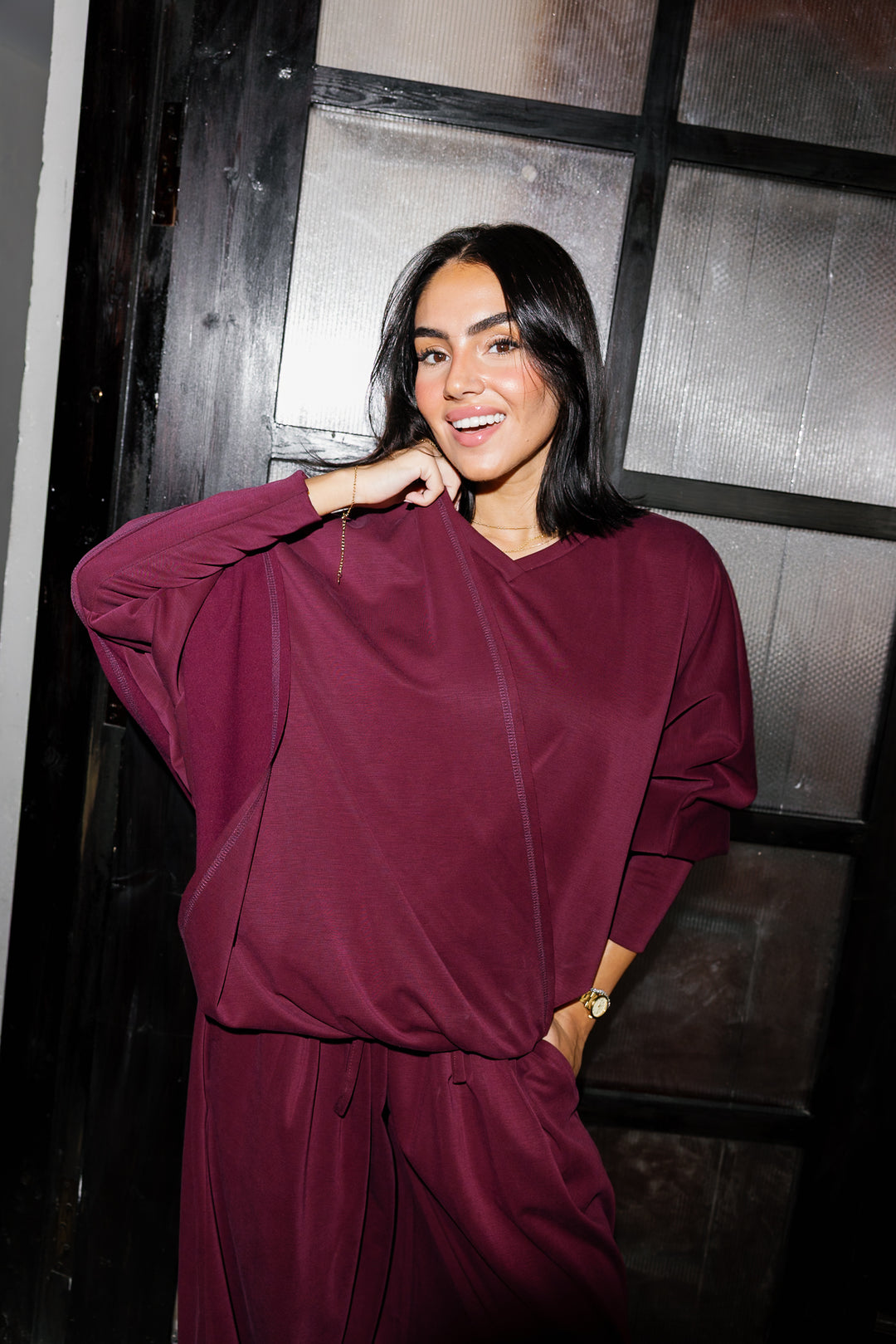 Gather Top - Burgundy