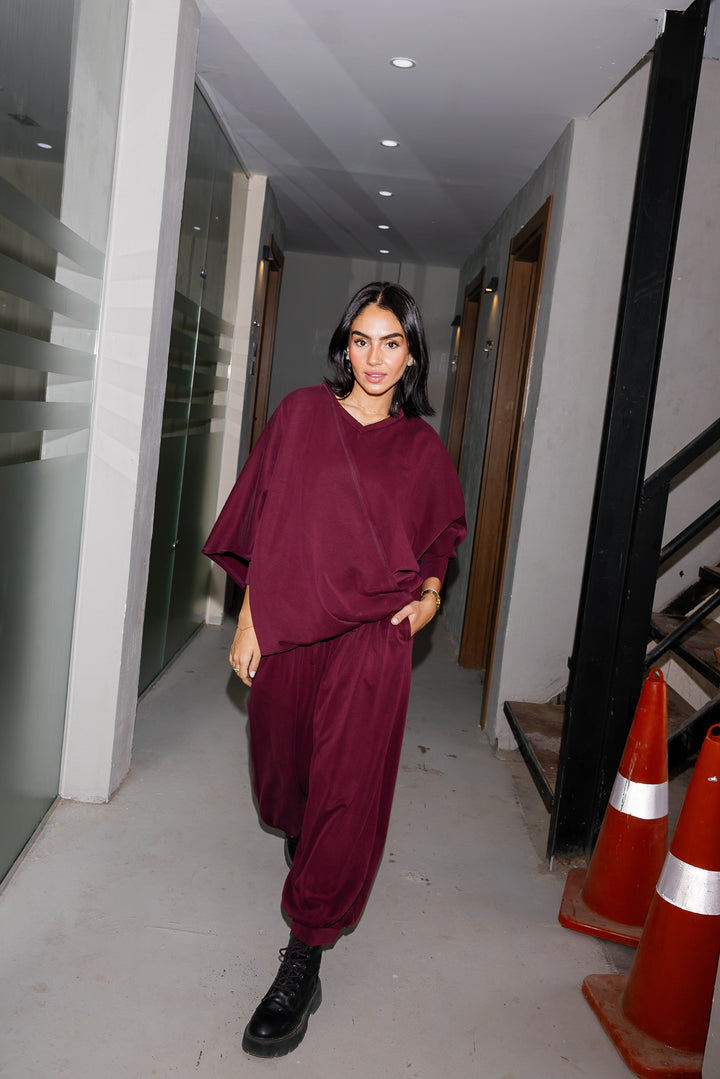 Gather Top - Burgundy