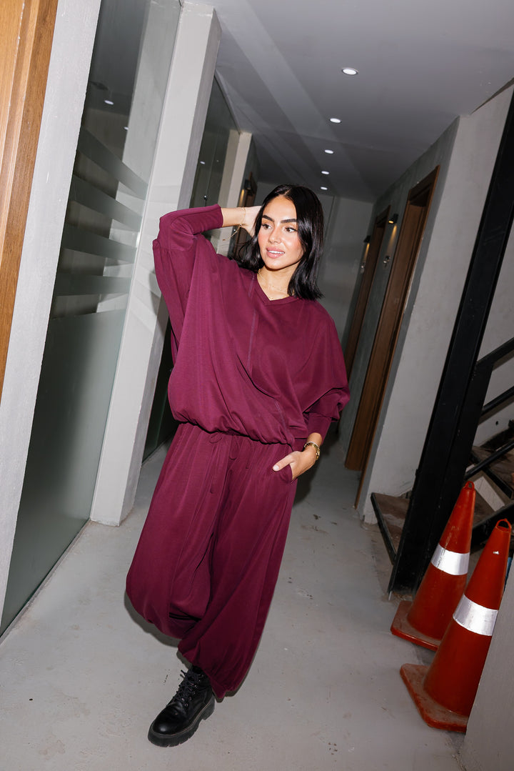 Gather Top - Burgundy