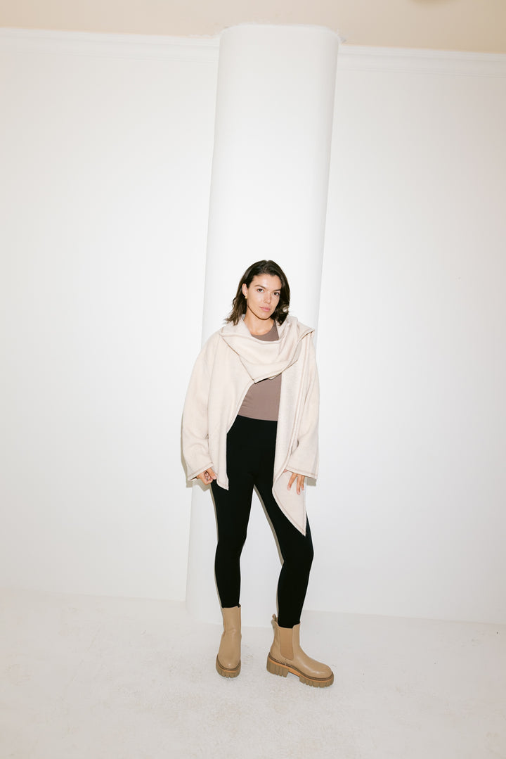 Scarfed Wool Jacket - Creme