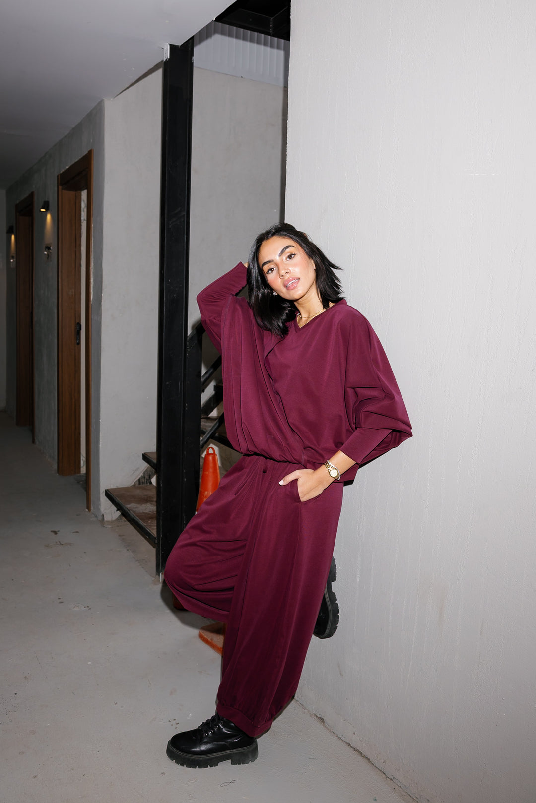 Gather Top - Burgundy