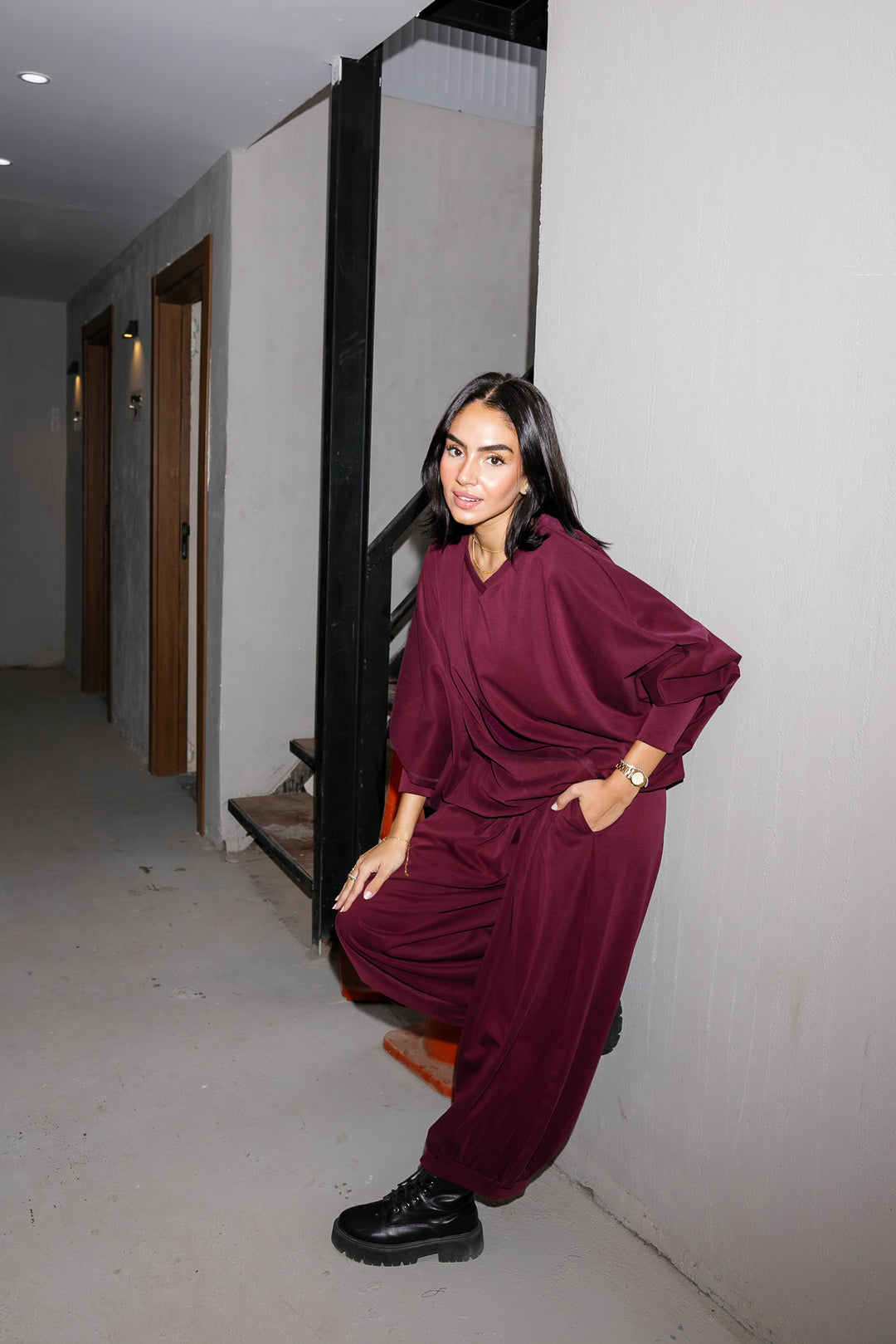 Gather Top - Burgundy