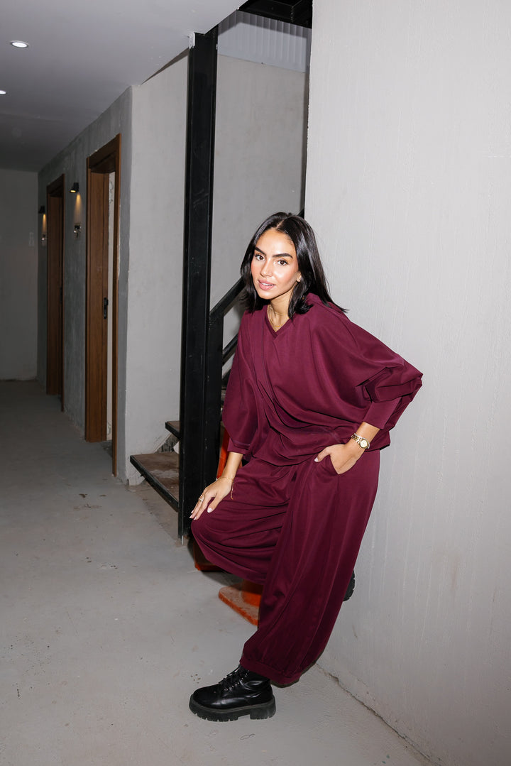 Gather Top - Burgundy