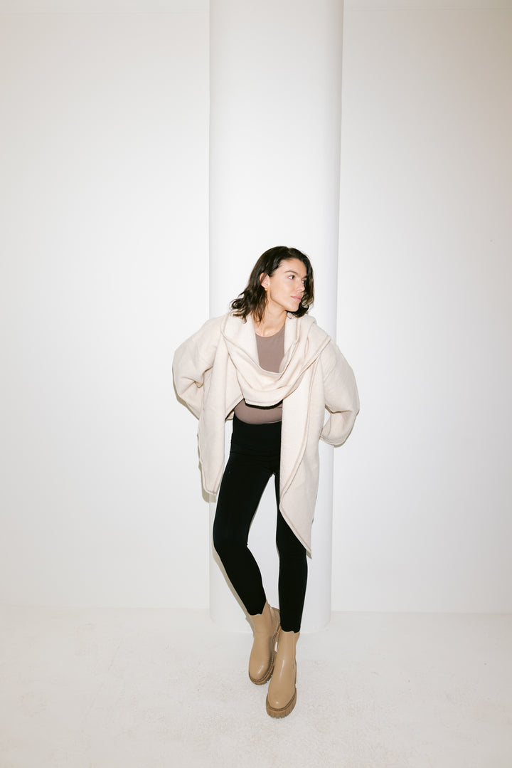 Scarfed Wool Jacket - Creme