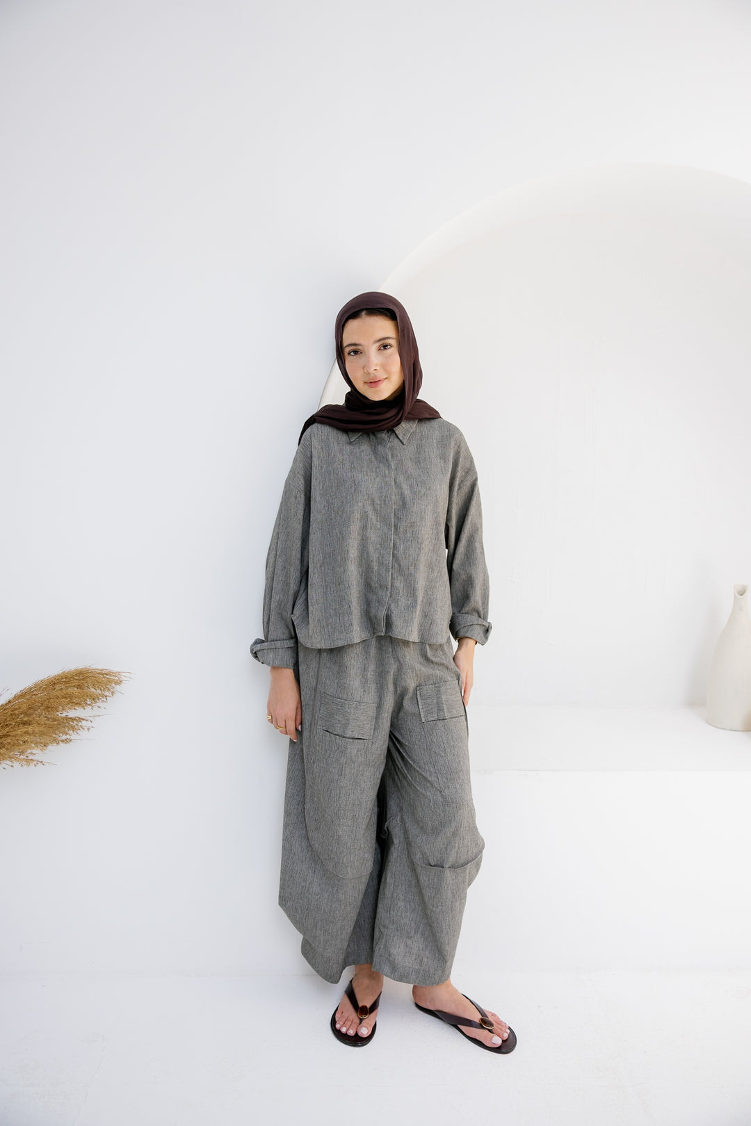 Breeze Balloon Linen Pants - Grey