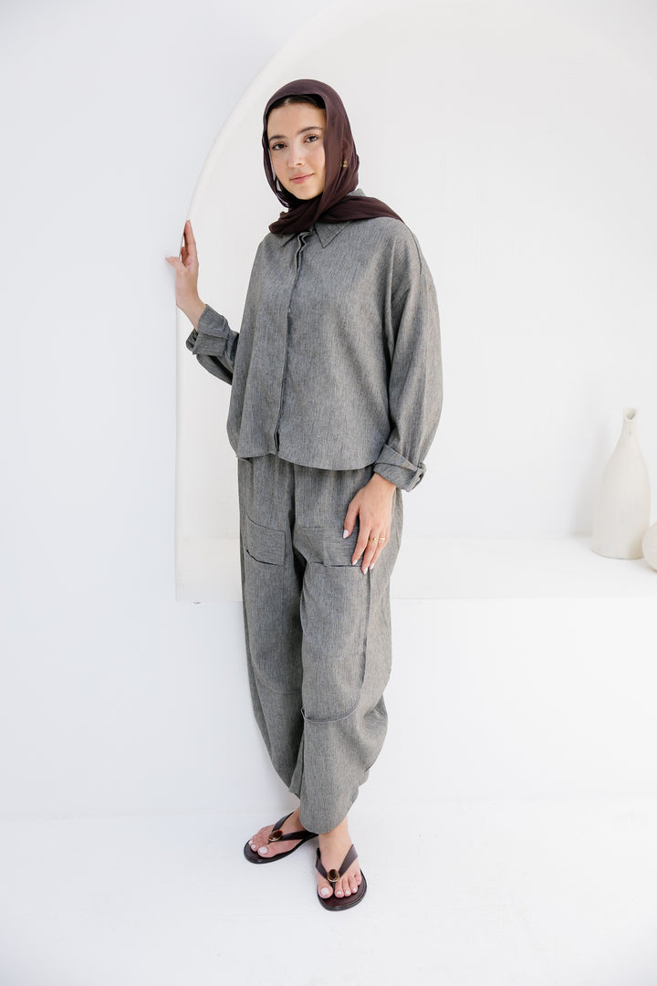 Breeze Balloon Linen Pants - Grey