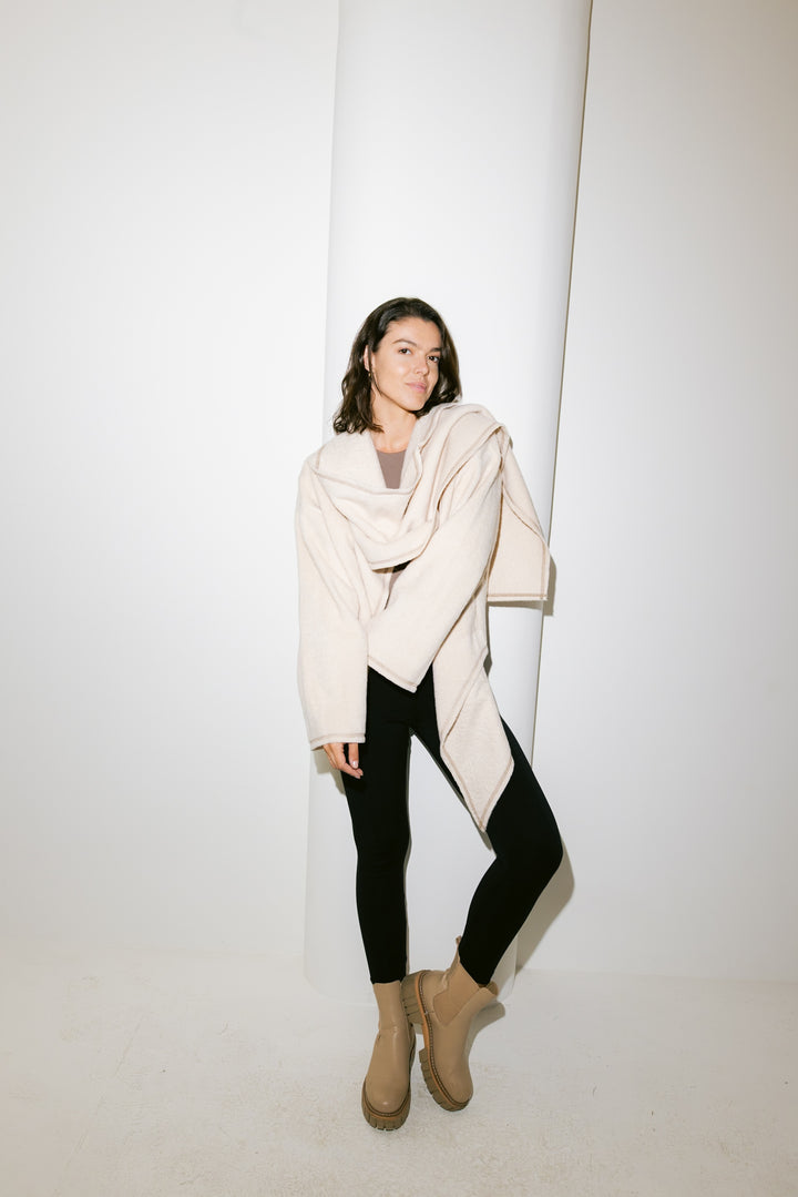 Scarfed Wool Jacket - Creme