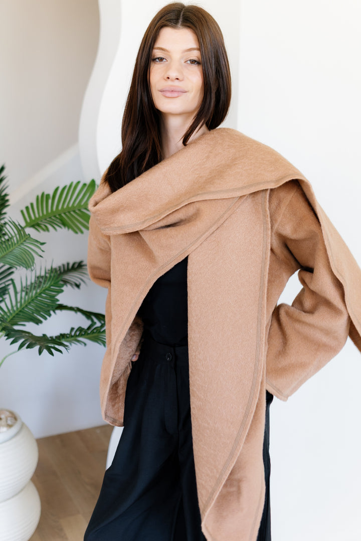 Scarfed Wool Jacket - Camel