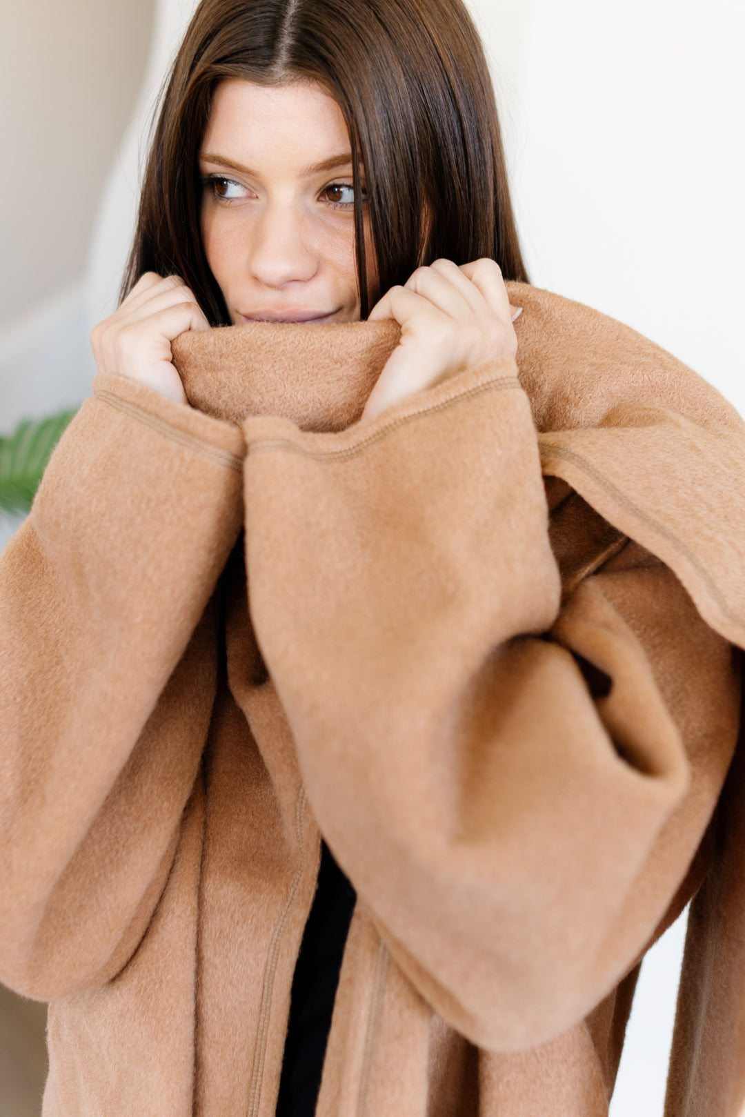 Scarfed Wool Jacket - Camel