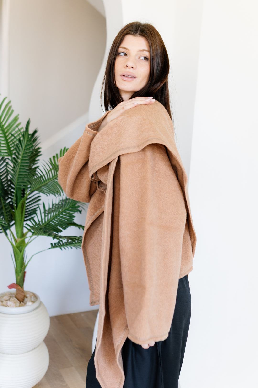 Scarfed Wool Jacket - Camel