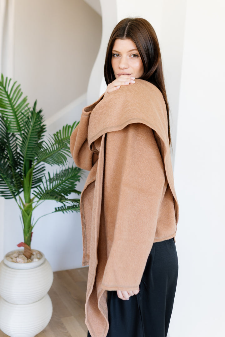 Scarfed Wool Jacket - Camel