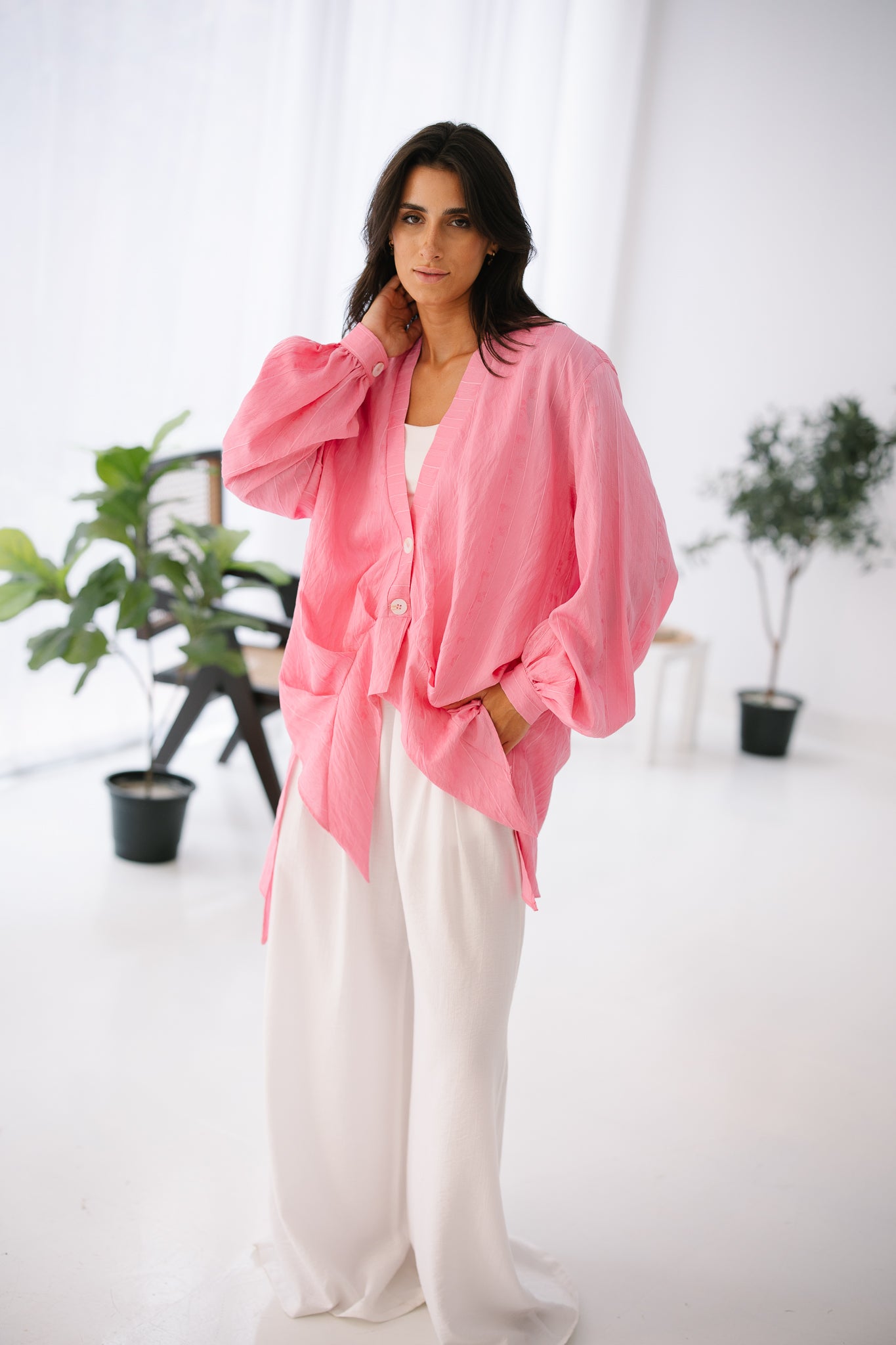 Coastal Textured Shirt - Pink