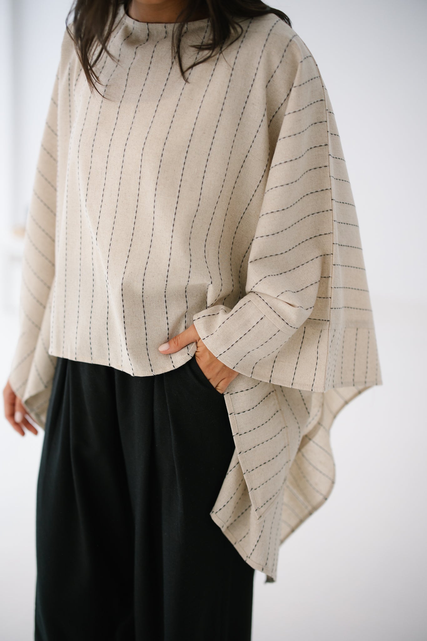 Striped Cape Top - Limited Edition (Black Stripes)