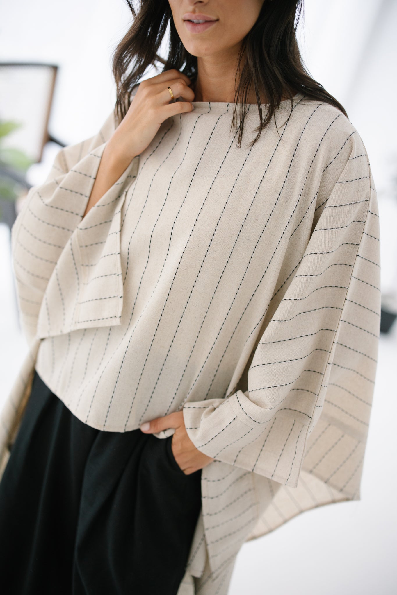 Striped Cape Top - Limited Edition (Black Stripes)