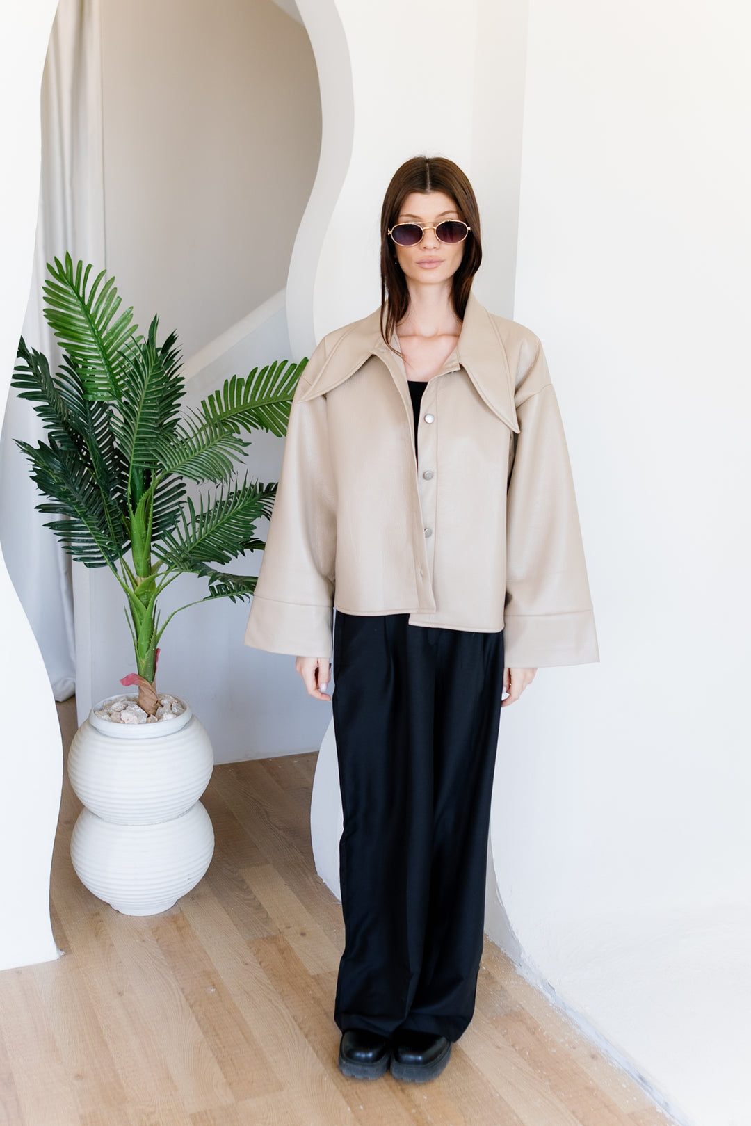 Urban Leather Jacket - Creme