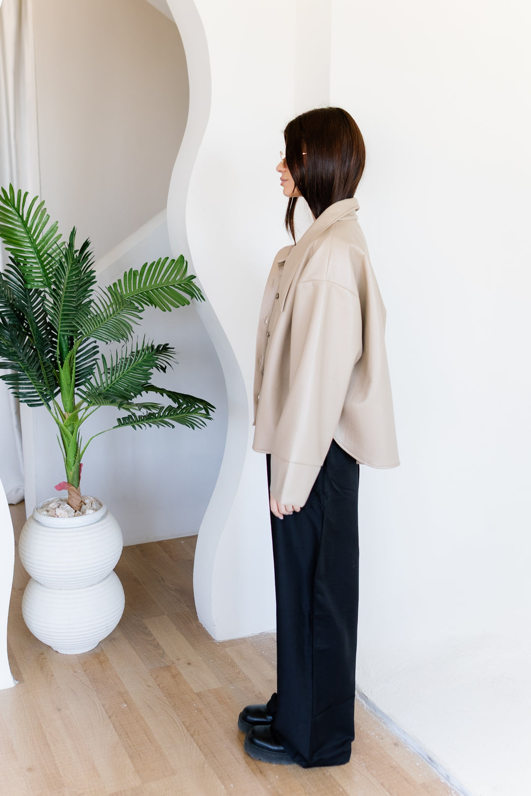 Urban Leather Jacket - Creme