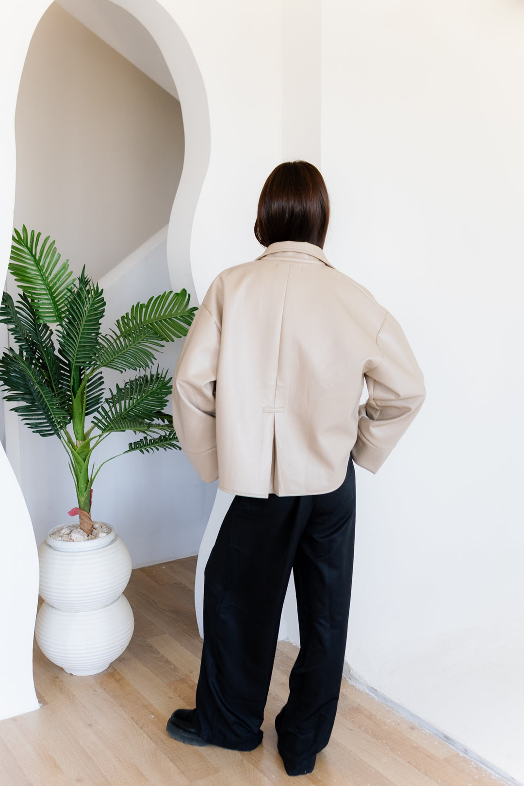 Urban Leather Jacket - Creme