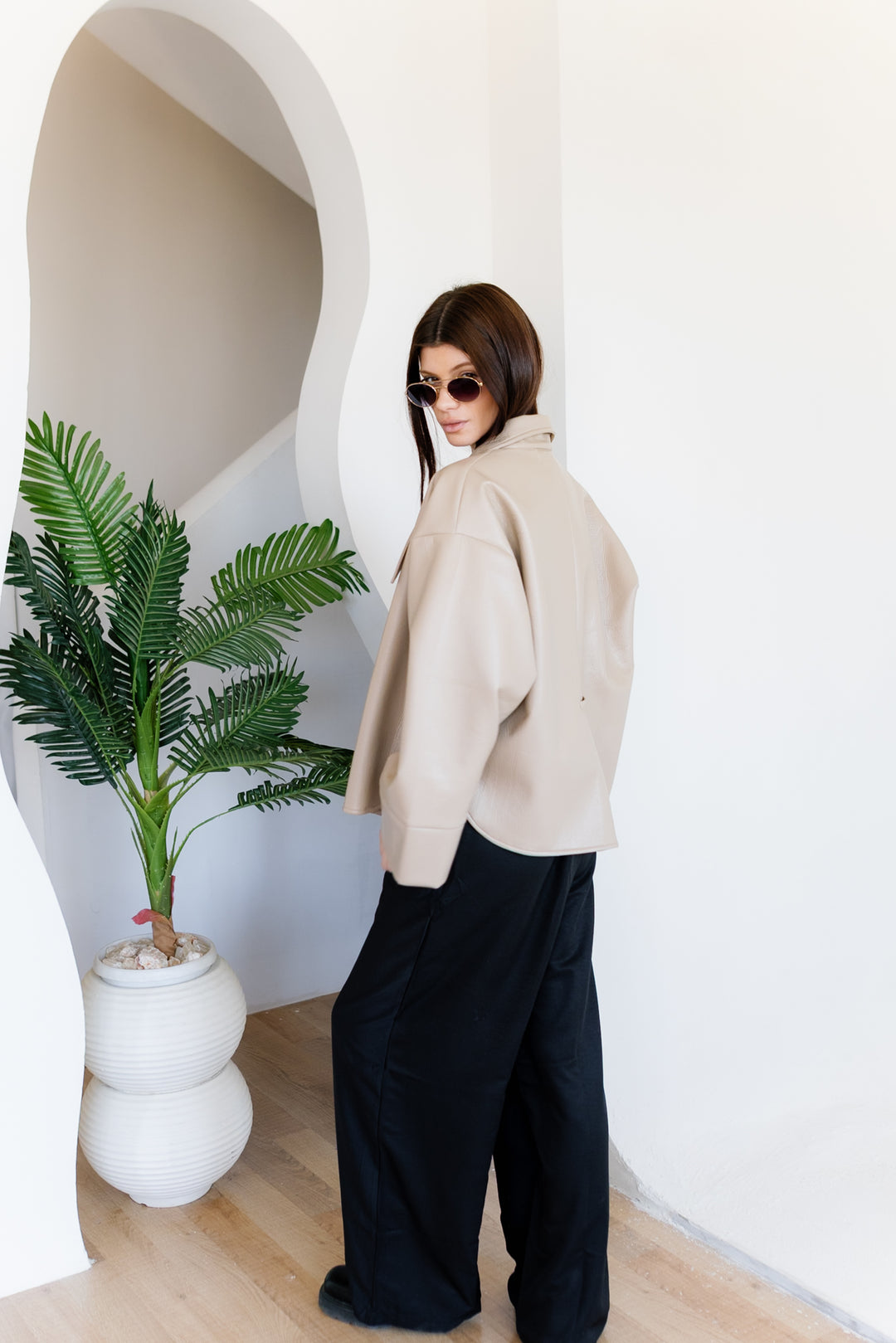 Urban Leather Jacket - Creme