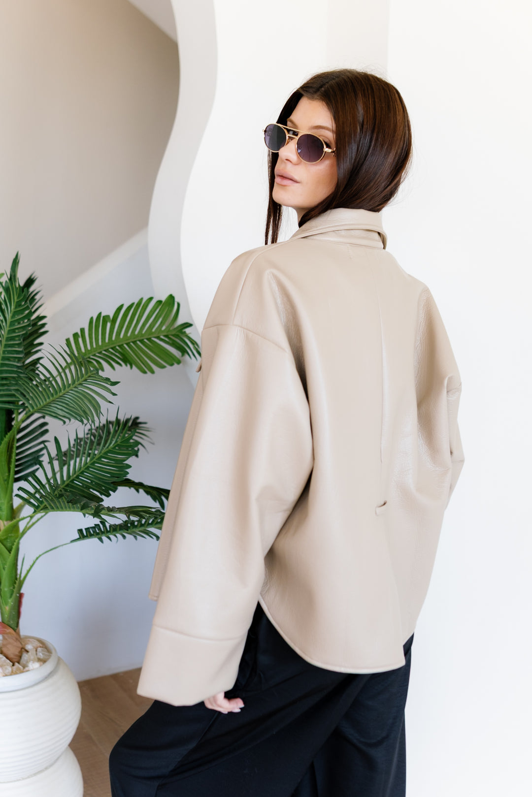 Urban Leather Jacket - Creme