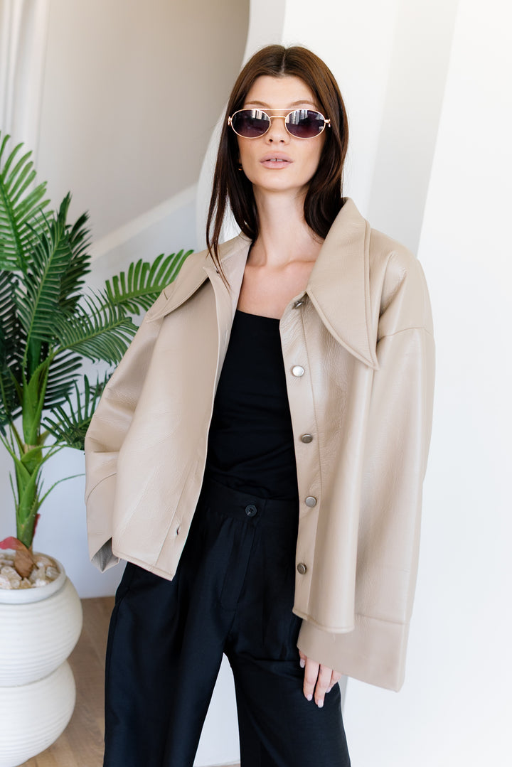 Urban Leather Jacket - Creme