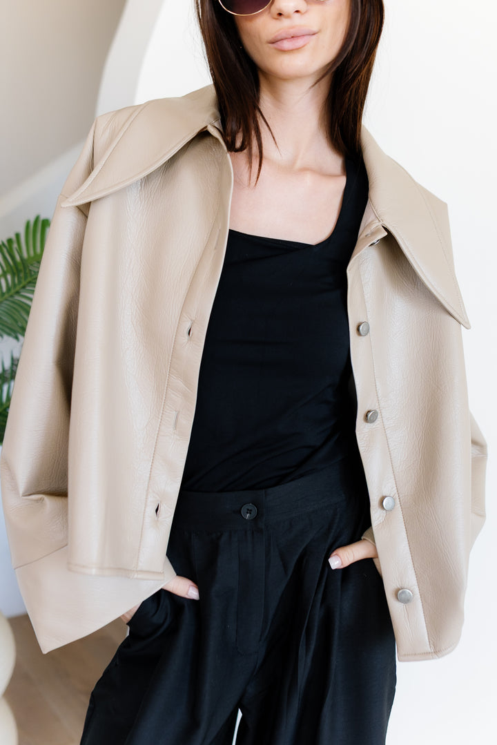 Urban Leather Jacket - Creme