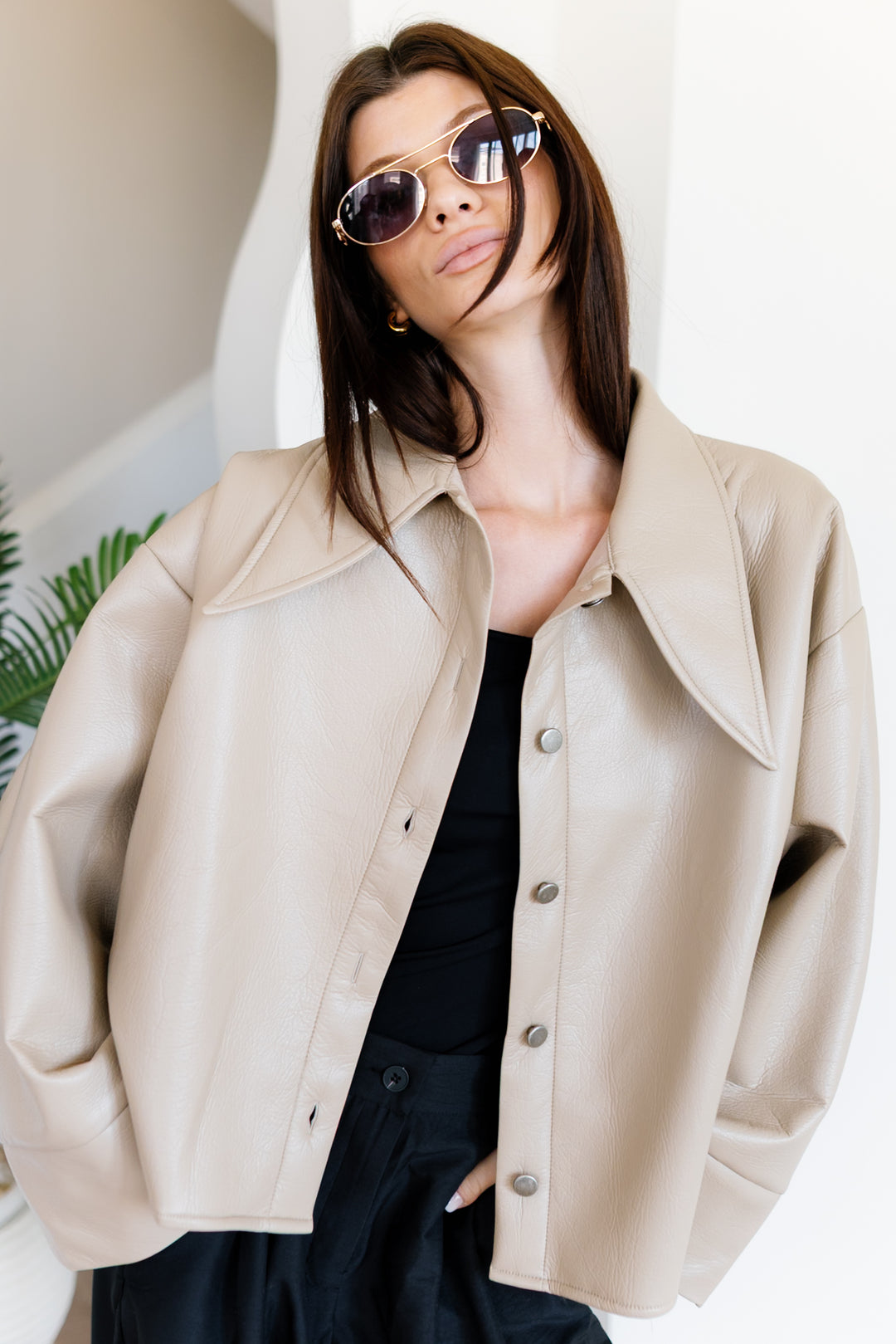 Urban Leather Jacket - Creme