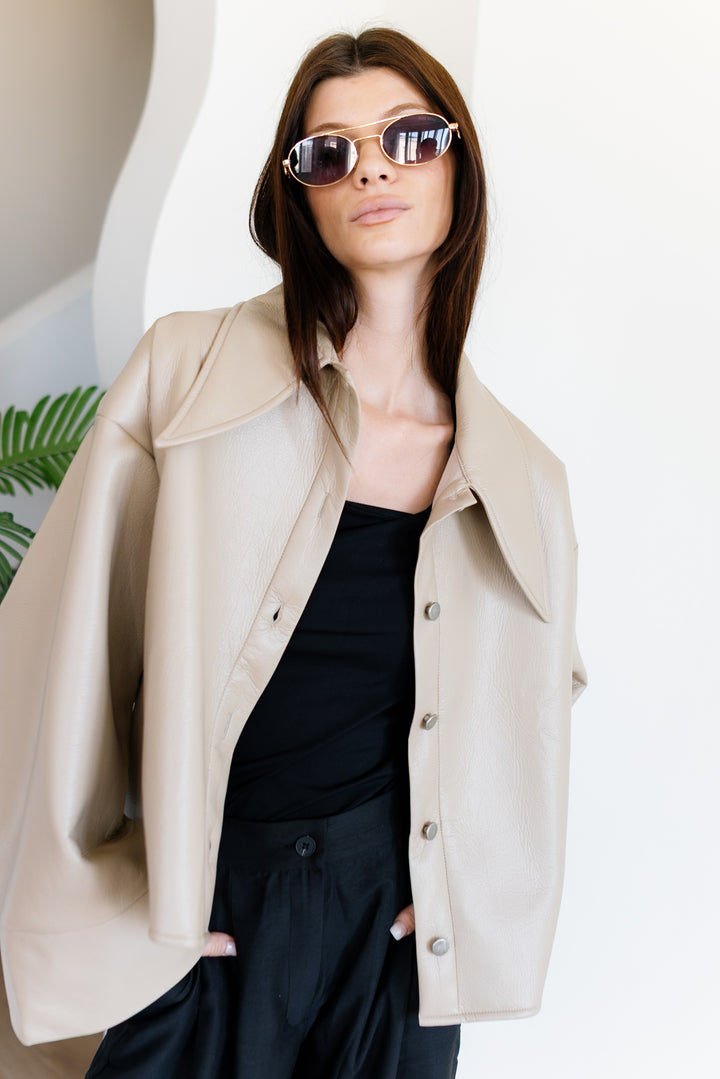 Urban Leather Jacket - Creme