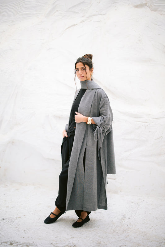 The Round Up Scarfed Kaftan - Dark Grey