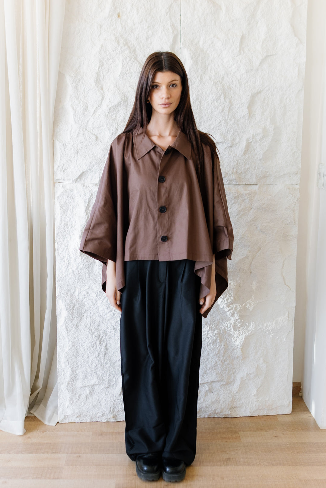 Cape Cropped Trench - Dark Brown