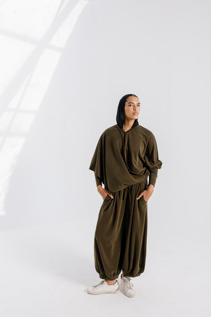 Gather Pants - Olive