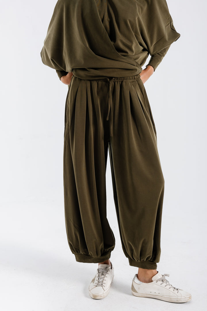 Gather Pants - Olive