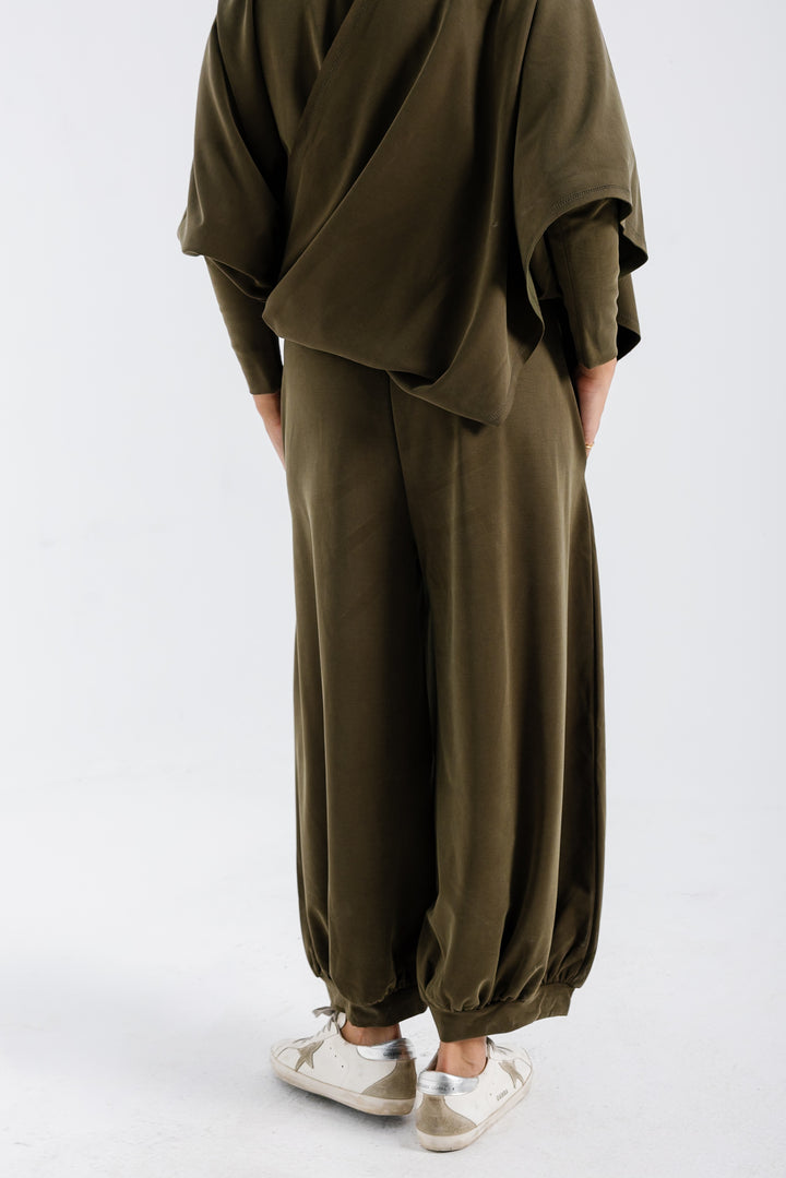Gather Pants - Olive