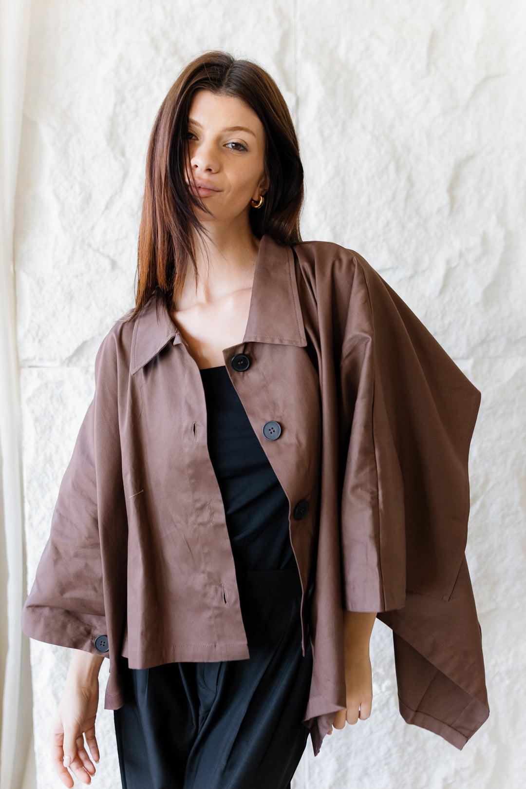 Cape Cropped Trench - Dark Brown
