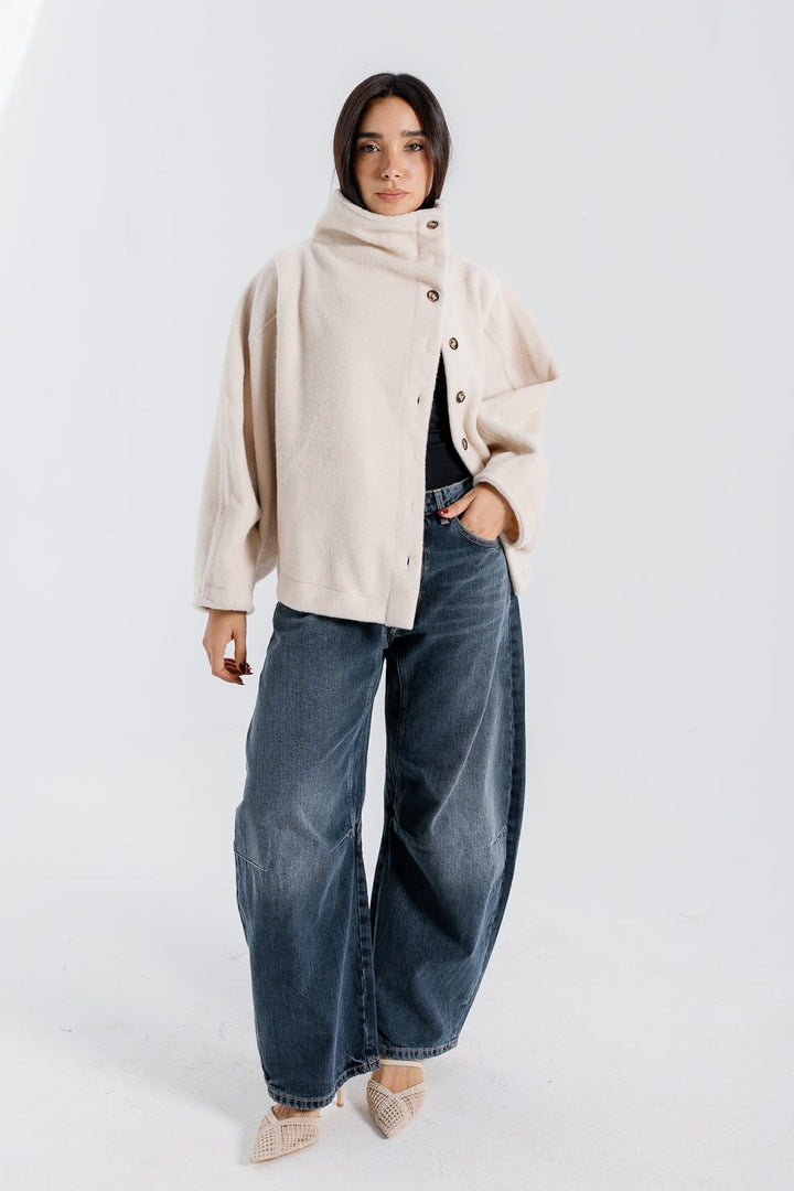 Sided Collar Jacket - Creme