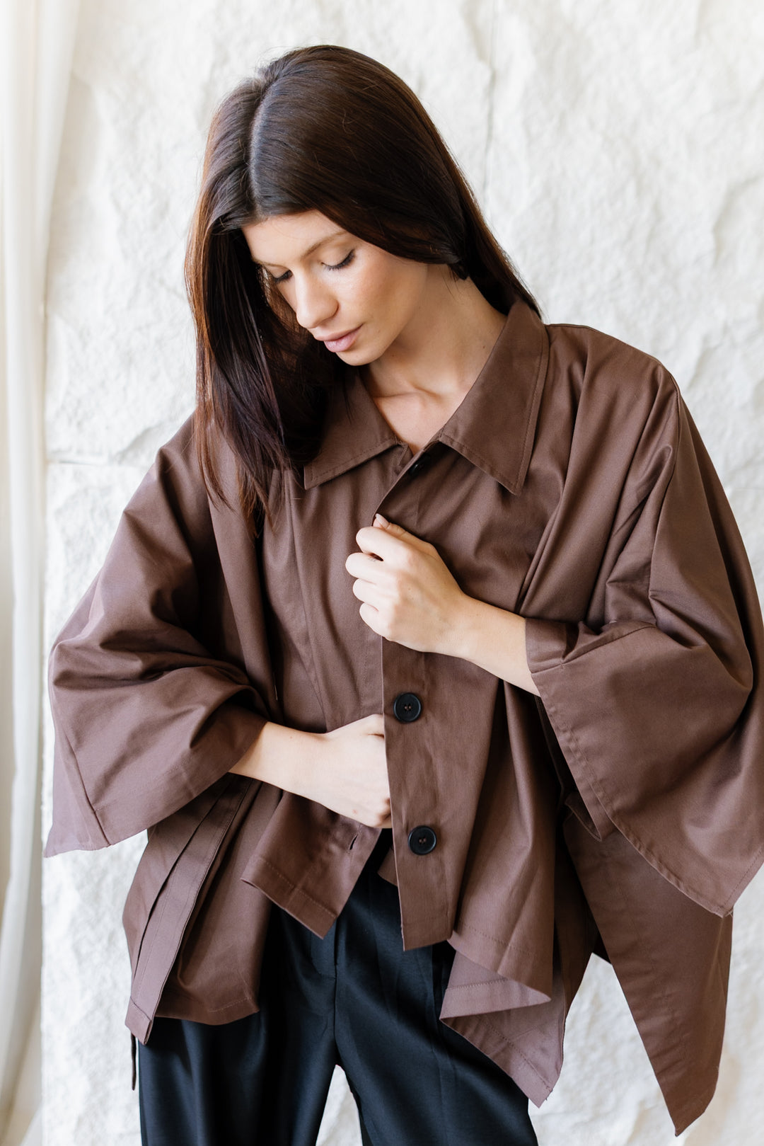 Cape Cropped Trench - Dark Brown