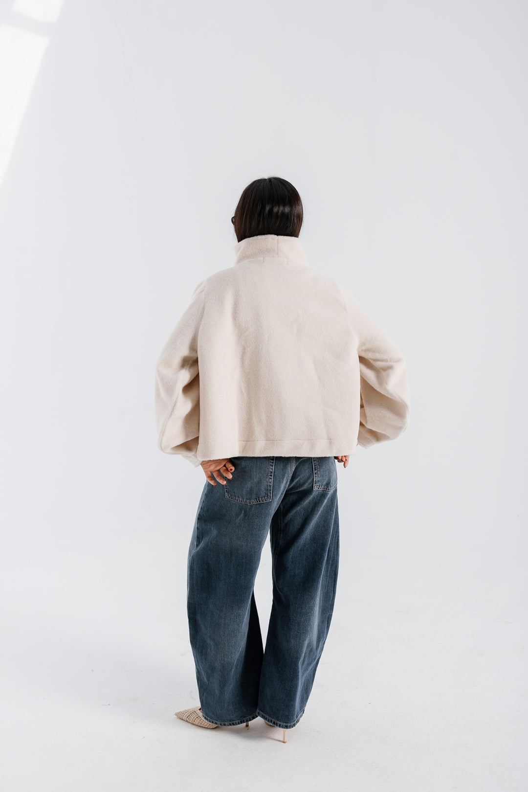 Sided Collar Jacket - Creme