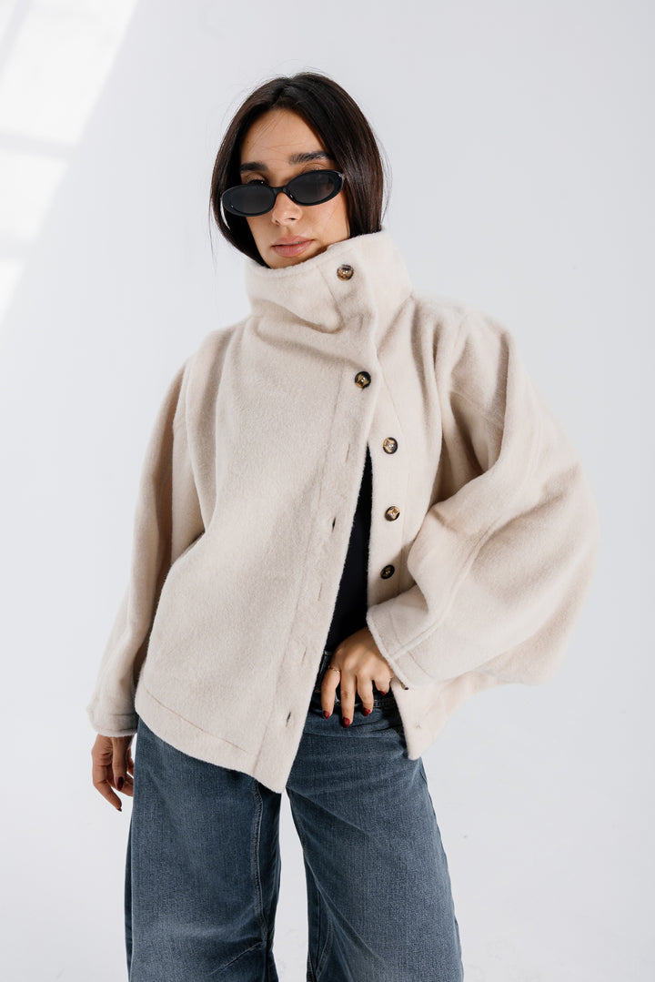 Sided Collar Jacket - Creme