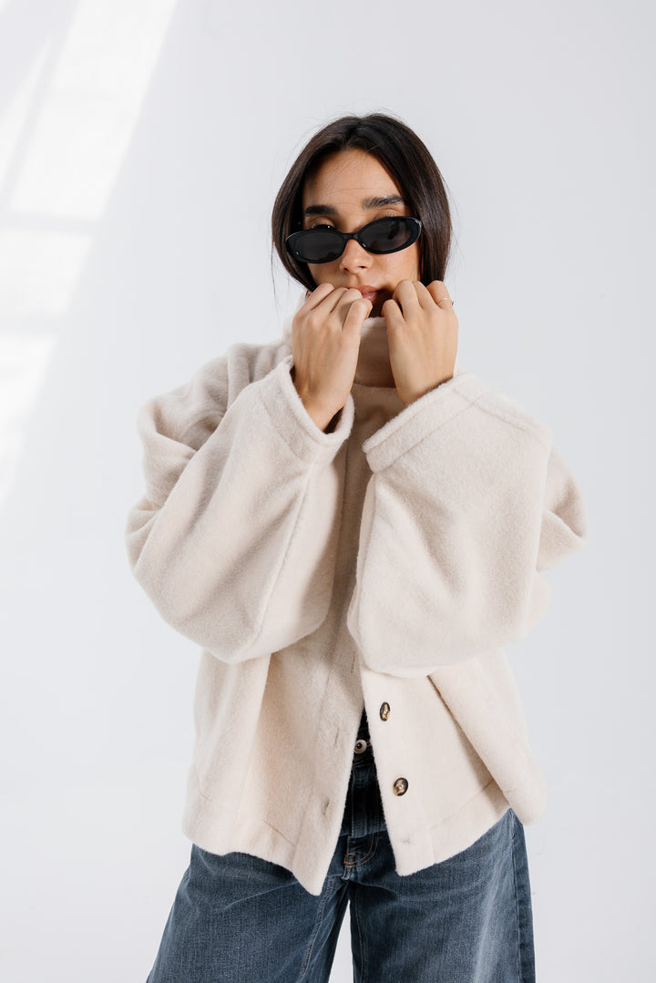 Sided Collar Jacket - Creme