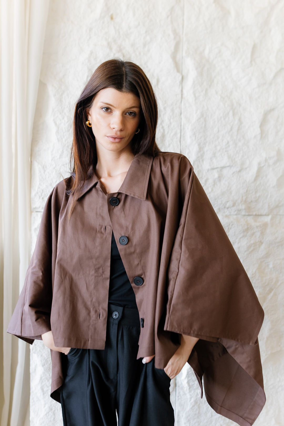 Cape Cropped Trench - Dark Brown