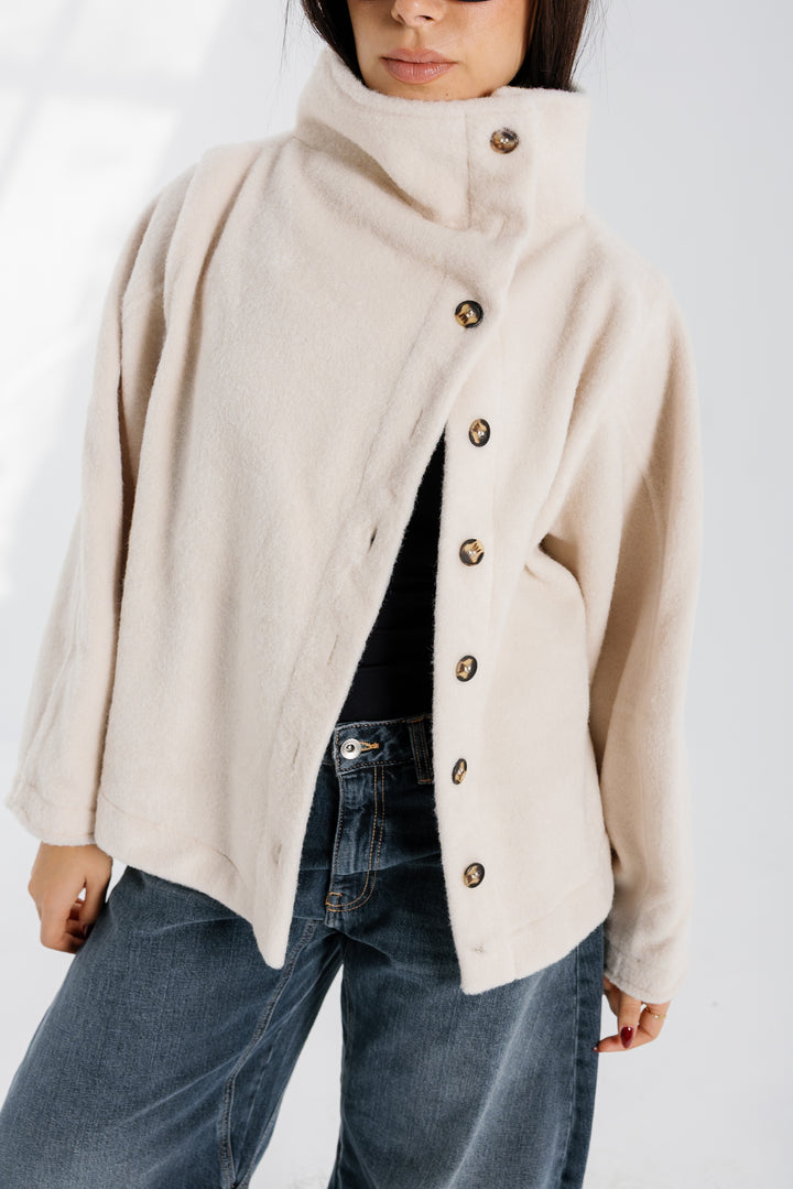 Sided Collar Jacket - Creme