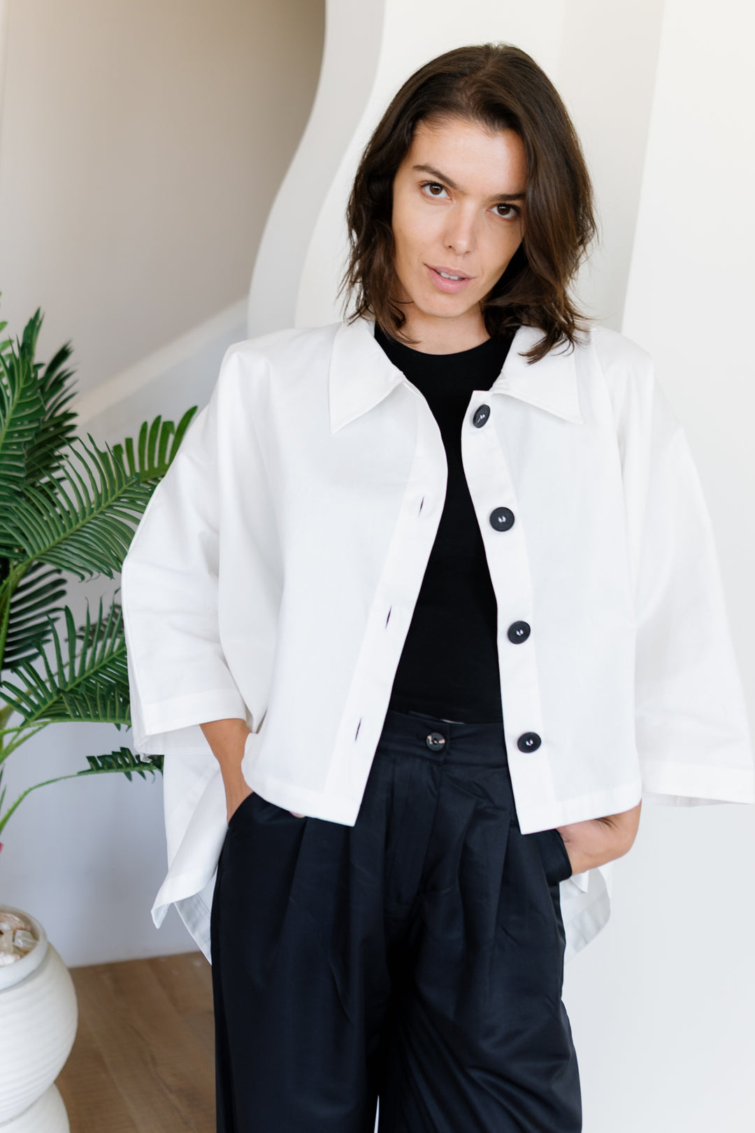 Cape Cropped Trench - Offwhite