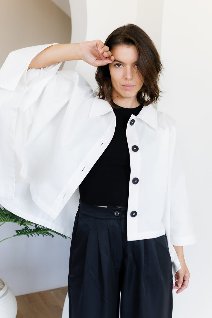 Cape Cropped Trench - Offwhite