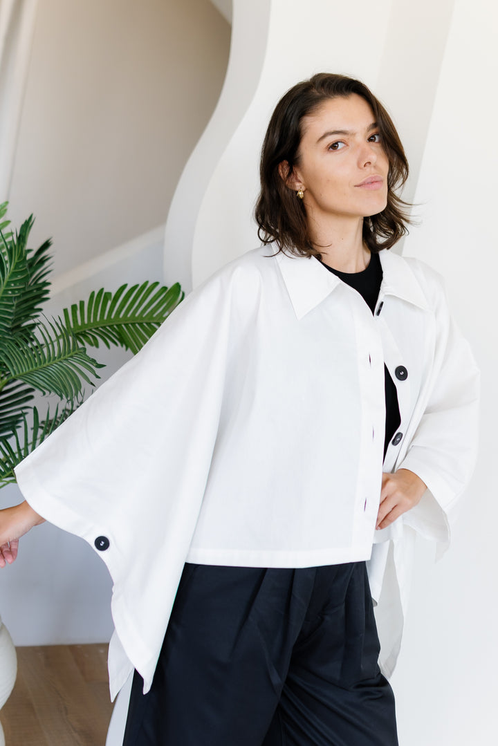 Cape Cropped Trench - Offwhite